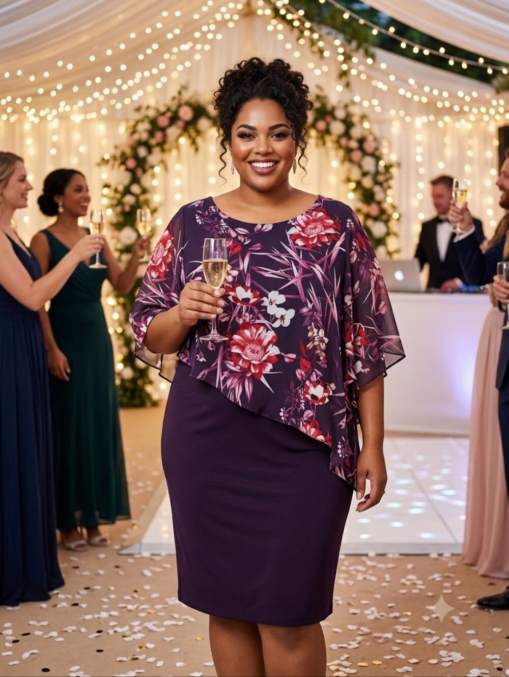 LAURA Magnifique Robe Midi Couleur Aubergine